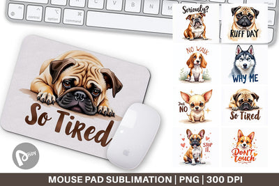 Mouse Pad Funny Dog Watercolor Big Eye Sublimation artnoy 