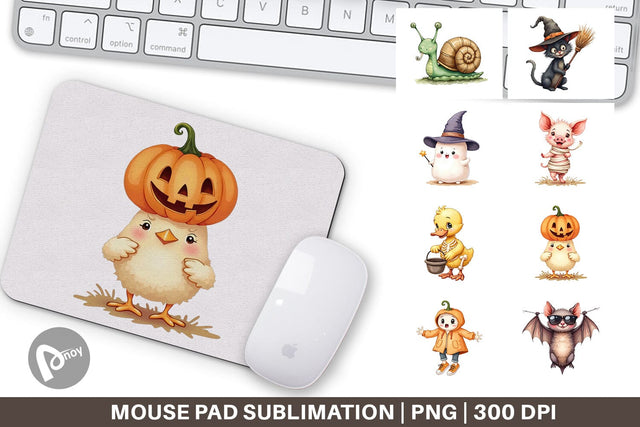 Mouse Pad Funny Spooky Faces Sublimation artnoy 