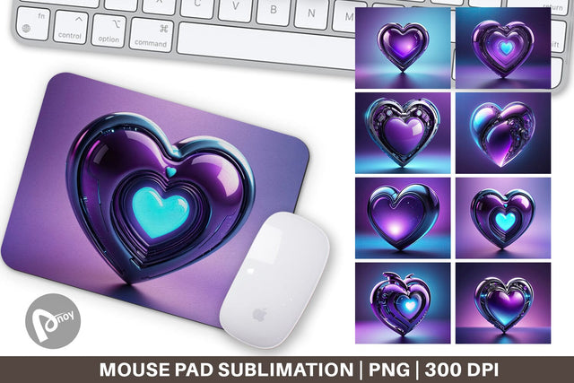 Mouse Pad Futuristic Purple Heart Sublimation artnoy 
