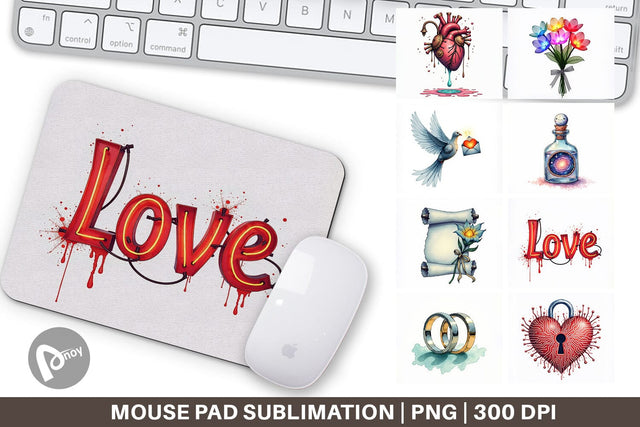 Mouse Pad Galactic Affection Sci-Fi Love Symbols Sublimation artnoy 