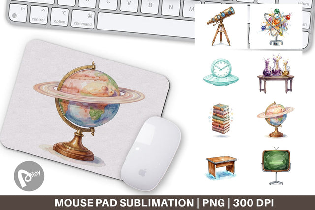 Mouse Pad Galactic Classroom Decor Watercolor Sublimation artnoy 