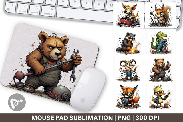 Mouse Pad Garage Chaos Critter Sublimation artnoy 