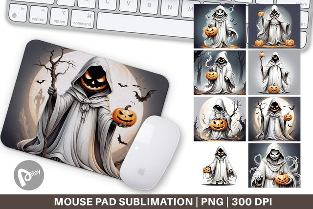 Mouse Pad Ghost and Pumpkin Sublimation artnoy 