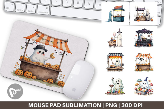 Mouse Pad Ghost Food Stalls Sublimation artnoy 