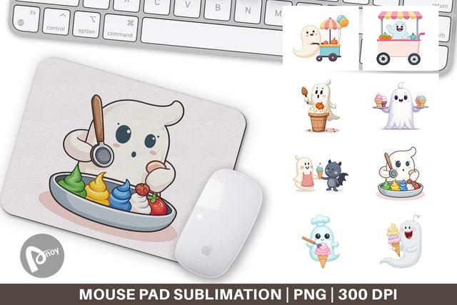 Mouse Pad Ghost Ice Cream Sublimation artnoy 