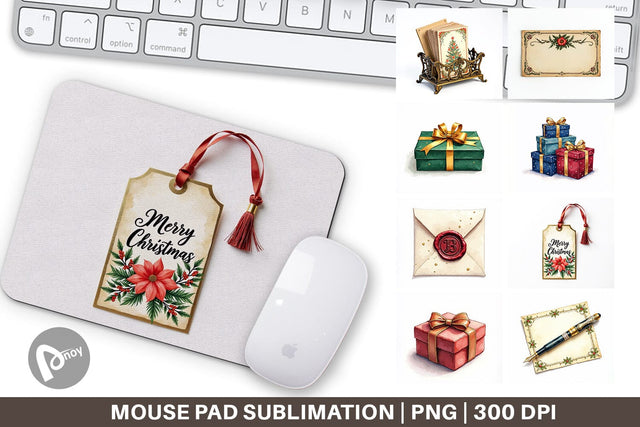 Mouse Pad Gilded Age Christmas Mail & Parcel Watercolor Art Sublimation artnoy 