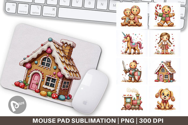 Mouse Pad Gingerbread Patchwork Delights Sublimation artnoy 