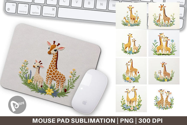 Mouse Pad Giraffe Embroidery Sublimation artnoy 