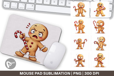 Mouse Pad Glaring Gingerbread Man Sublimation artnoy 