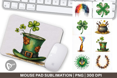 Mouse Pad Glitch & Gold Surreal St. Patrick's Day Lucky Charms Sublimation artnoy 