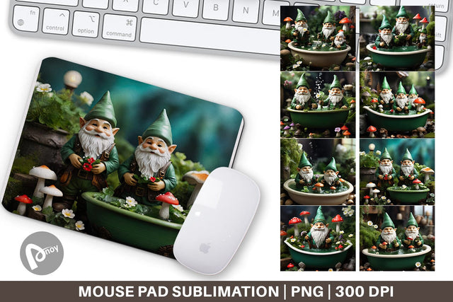 Mouse Pad Gnome in the Bathtub Sublimation artnoy 
