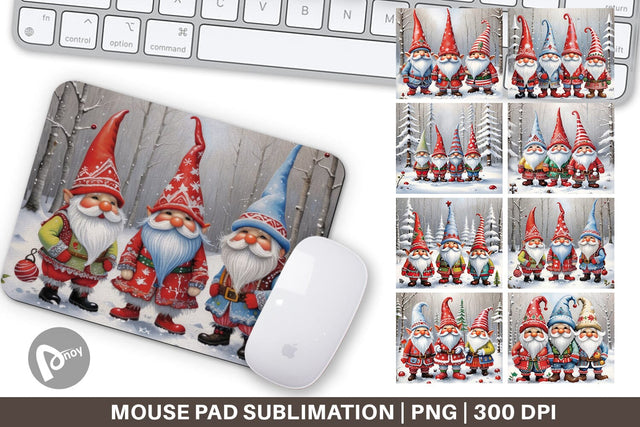 Mouse Pad Gnomes in Winter Snow Sublimation artnoy 