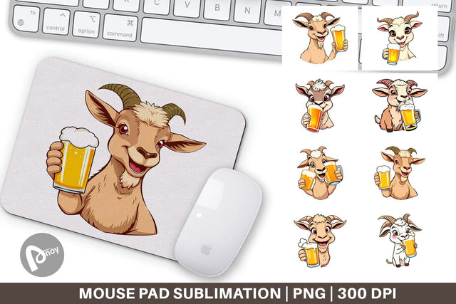 Mouse Pad Goat Beer Day Sublimation artnoy 