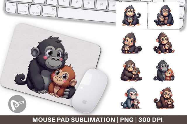 Mouse Pad Gorilla Mother's Day Sublimation artnoy 