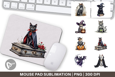 Mouse Pad Gothic Catloween Sublimation artnoy 