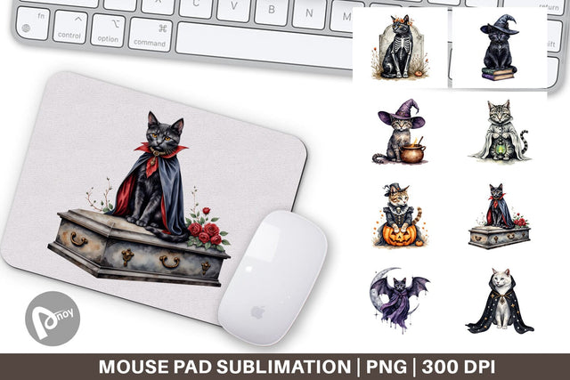 Mouse Pad Gothic Catloween Sublimation artnoy 