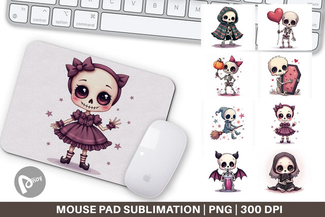 Mouse Pad Gothic Cute Skeletons Sublimation artnoy 