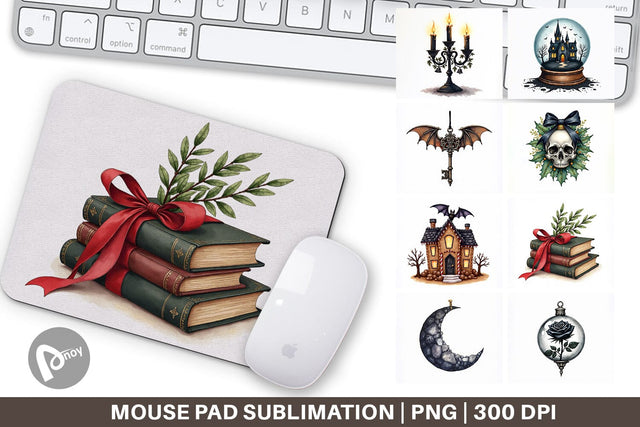 Mouse Pad Gothic Elegance Watercolor Christmas Sublimation artnoy 