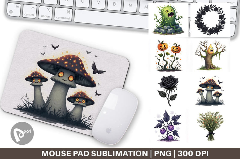 Mouse Pad Gothic Halloween Plants and Herbs Sublimation artnoy 