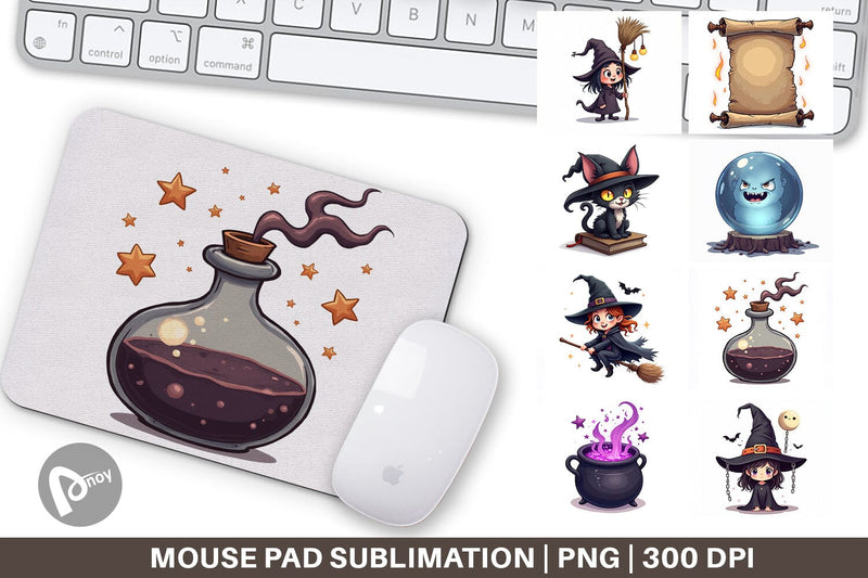 Mouse Pad Gothic Halloween Witches Sublimation artnoy 