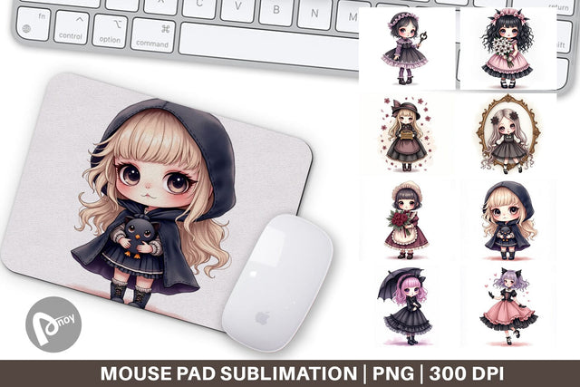 Mouse Pad Gothic Lolita Dolls Sublimation artnoy 