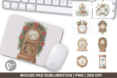 Mouse Pad Graceful Winter Timepiece Watercolor Sublimation artnoy 