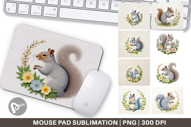 Mouse Pad Grey Squirrel Sublimation artnoy 