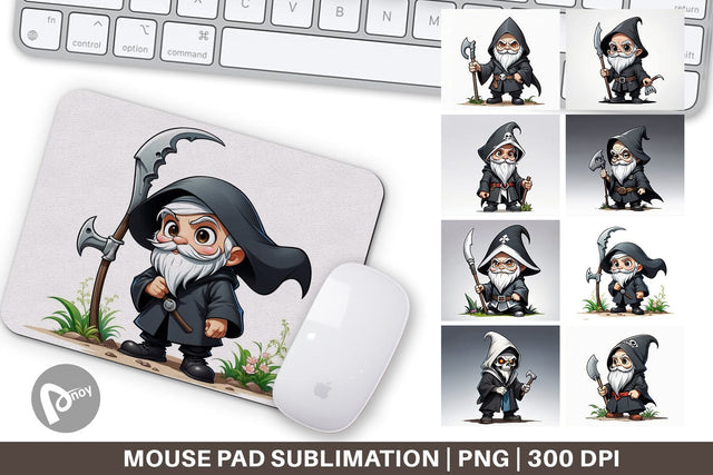 Mouse Pad Grim Reaper Gnome Sublimation artnoy 