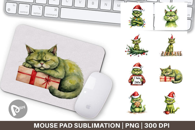 Mouse Pad Grinchy Catsmas Sublimation artnoy 
