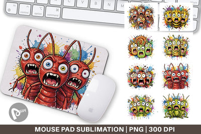 Mouse Pad Gritty Comic Garden Insects Heatwave Sublimation artnoy 