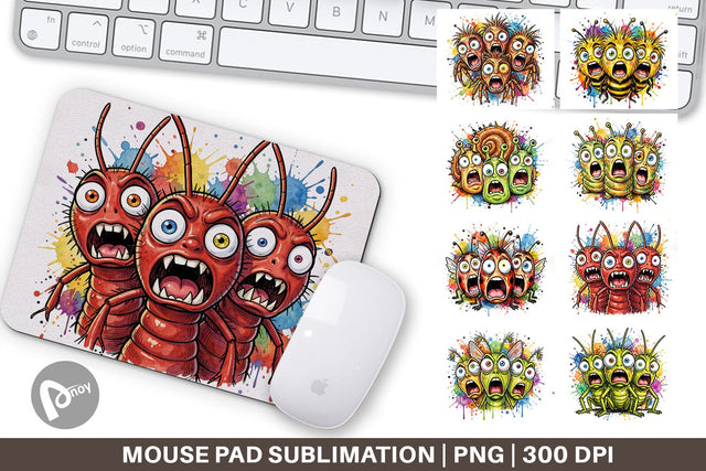 Mouse Pad Gritty Comic Garden Insects Heatwave Sublimation artnoy 