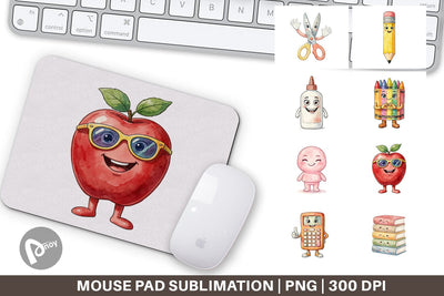 Mouse Pad Groovy 70s School Mascot Watercolor Sublimation artnoy 