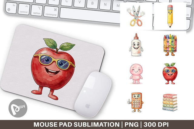 Mouse Pad Groovy 70s School Mascot Watercolor Sublimation artnoy 