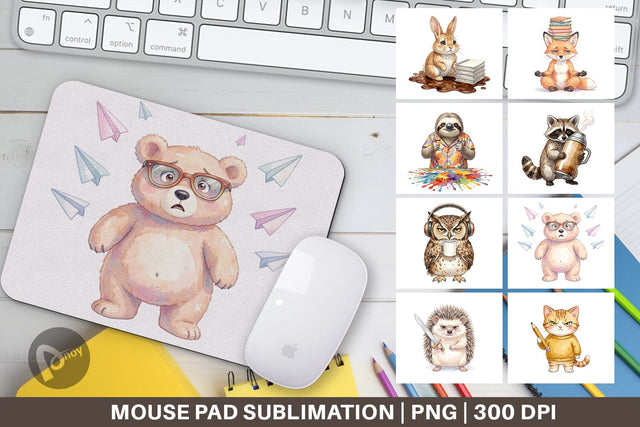 Mouse Pad Groovy 70s Teacher Animal Watercolor Sublimation artnoy 