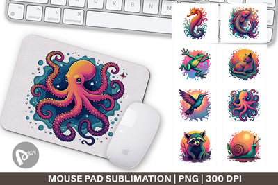 Mouse Pad Groovy Animal Swirls Sublimation artnoy 