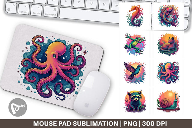 Mouse Pad Groovy Animal Swirls Sublimation artnoy 