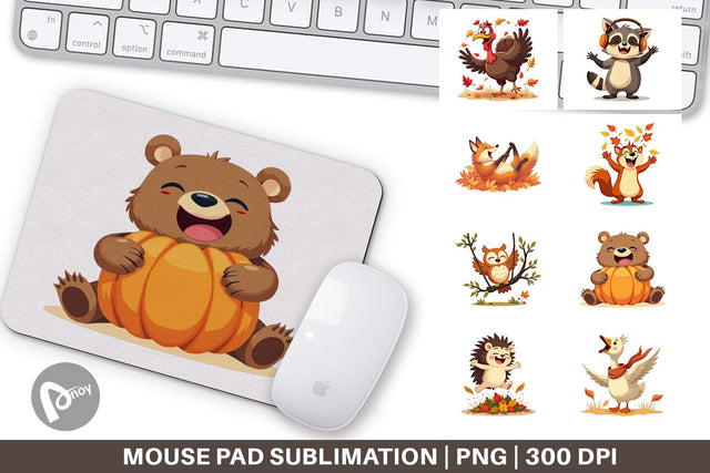 Mouse Pad Groovy Fall Critters Sublimation artnoy 