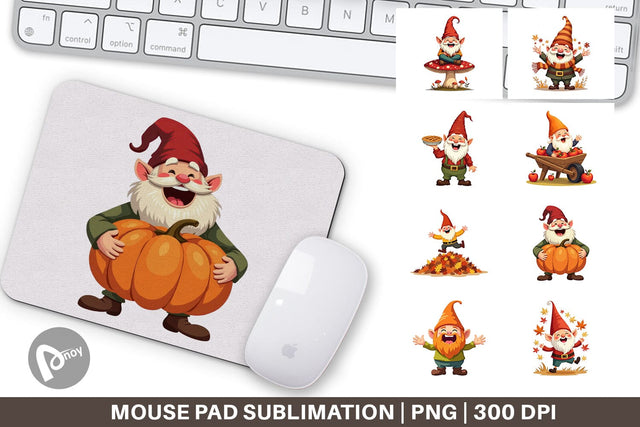 Mouse Pad Groovy Fall Gnomes Sublimation artnoy 