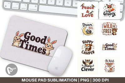 Mouse Pad Groovy Friends Vintage Kawaii Animal Quote Sublimation artnoy 