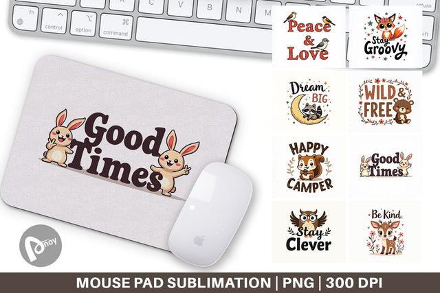 Mouse Pad Groovy Friends Vintage Kawaii Animal Quote Sublimation artnoy 