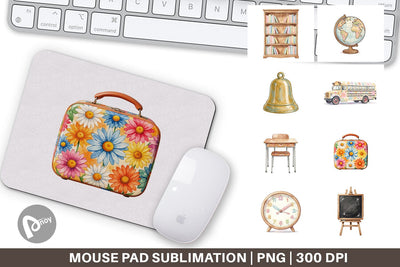 Mouse Pad Groovy Retro School Day Watercolor Sublimation artnoy 