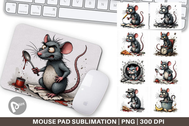 Mouse Pad Grumpy Alley Rats Sublimation artnoy 