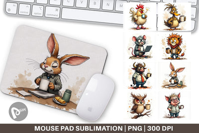 Mouse Pad Grumpy Animal Morning Sublimation artnoy 