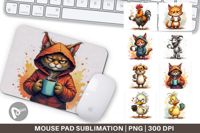 Mouse Pad Grumpy Animal Mornings Sublimation artnoy 
