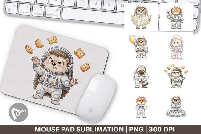 Mouse Pad Grumpy Astronaut Pets Sublimation artnoy 