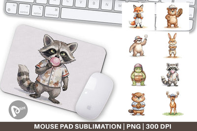 Mouse Pad Grumpy Baseball Outfielder Watercolor Sublimation artnoy 
