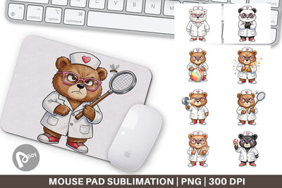 Mouse Pad Grumpy Bear Nurse Attitude Sublimation artnoy 