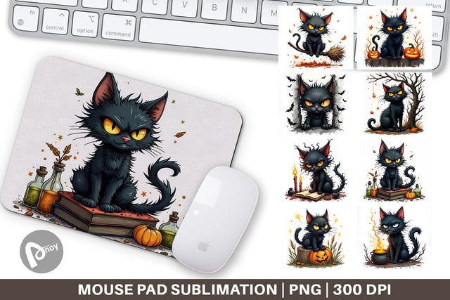 Mouse Pad Grumpy Black Cat Sublimation artnoy 