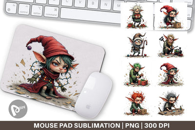Mouse Pad Grumpy Elf Workshop Sublimation artnoy 