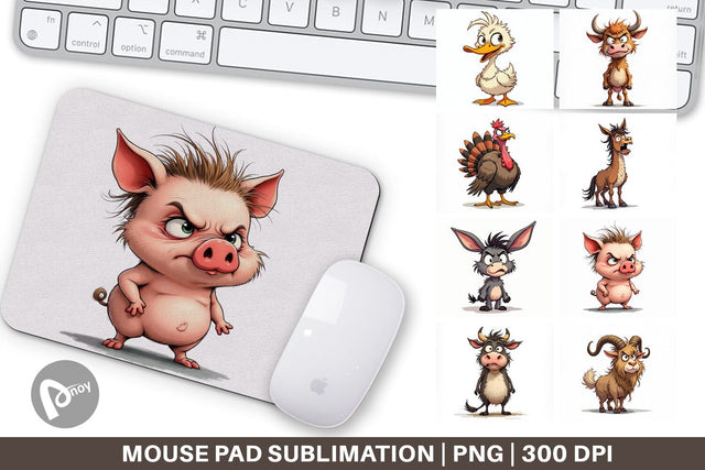 Mouse Pad Grumpy Farm Animals Sublimation artnoy 